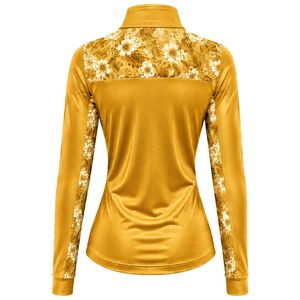 Camiseta Deportiva de Manga Larga con Cierre de Cremallera para Mujer, Diseño Floral en las Mangas, Ropa Deportiva para Correr al Aire Libre, Fabricada a Medida - Product Image 2
