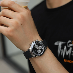 Reloj Cronógrafo de Lujo para Hombre, Diseño Impermeable Plateado de 100 m, Correa de Goma de Fábrica 3A C, Reloj Mecánico de 40 mm, 4131 Automático - Product Image 3