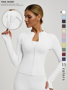 Veste de yoga pour femme, anti-transpiration, en nylon, coupe ajustée, extensible, légère, avec fermeture éclair - Product Image 6
