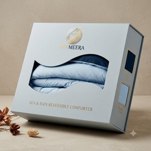 Luxury 400GSM Dual Tone SkyBlue & Navy Blue Polymix Fabric Comforter Ultra Soft Plush All Season <b>Quilt</b> Hotel Home <b>Bedding</b> Export - Product Image 1