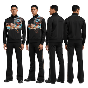 Conjunto Deportivo Moderno para Hombre con Diseño Gráfico Crystal Horizon, Cierre de Cremallera de un Cuarto y Pantalones Anchos - Product Image 2