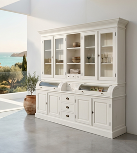 Large Eco-Friendly Durable Solid Wood Farmhouse Design <b>Storage</b> <b>Cabinet</b> Natural <b>White</b> Finish Compartments for Home Organization - Product Image 4
