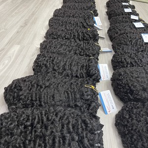 Extensions de cheveux humains bouclés birmans, couleur noir naturel, double trame machine, super double drawn, mèches bouclées brutes - Product Image 6