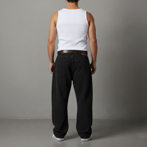 Pantalones vaqueros de mezclilla para hombre, OEM al por mayor, de pierna ancha, estilo urbano, hip hop, con bordado, rectos, elásticos, tallas grandes, lavados a la piedra - Product Image 4