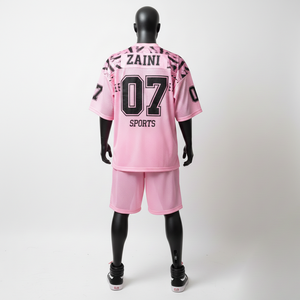 Ensemble short et maillot de basket-ball pour homme, haute qualité, 180 GSM, maille légère rose et noire, logo personnalisé imprimé, pour hommes - Product Image 2