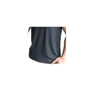 T-shirt sans manches pour homme, col rond, noir, coupe ajustée, séchage rapide, tricoté, couleur unie, longueur normale - Product Image 1