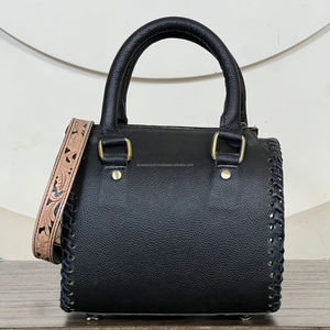New Arrival Hand <b>Tooled</b> Cowhide <b>Leather</b> Mini Speedy Duffel Bag Stylish Floral Carved Shoulder Purses Cowgirl Satchel Genuine Lea - Product Image 6
