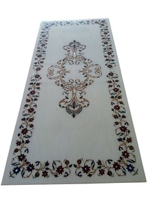 Plateau de table en marbre blanc pour hôtel | Table de salon artisanale | Plateau de table d'art indien | Table basse pour la maison | Table à manger - Product Image 1