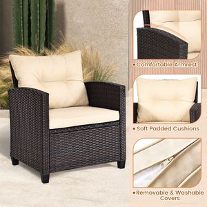 Set di 3 Pezzi di Mobili da Giardino in Rattan con 4 Cuscini Rimovibili - Product Image 5