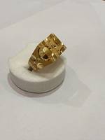 Cincin Pria Geometris Berlapis Emas Kuningan Grosir 16-18mm Perhiasan Fashion Tebal Hadiah Buatan Tangan Contoh Cetakan Massal
