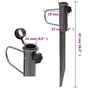 ขาตั้งร่มพับได้ขนาดกะทัดรัดพร้อมที่วางแขนเหล็กชุบสังกะสีสีดำ ร่มและฐานสำหรับลานบ้าน - Product Image 6