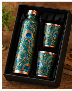 Juego de Botella de Agua de Cobre Dorado y Mármol Rosa con 2 Tazas, Caja de Regalo, Acero Inoxidable Moderno y Lujoso - Product Image 3
