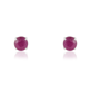 Minimal Design Round Cut Authentic Ruby July Birthstone 925 Sterling <b>Silver</b> <b>Stud</b> Earrings For Women's - Product Image 1