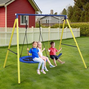 Altalena in Metallo per Esterni/Interni con Cintura di Sicurezza per Uso in Giardino - Product Image 1