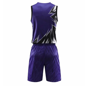 Men's Purple Basketball Jersey Set Sublimated Print Moisture Wicking Regular Fit Elastic Waist Shorts All Seasons Apparel - Product Image 3
