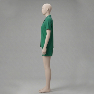 Ensemble 2 pièces pour femme : Haut de sport et short en molleton 100% coton, couleur unie, avec poignets montants et épaules tombantes, respirant et séchant rapidement - Product Image 4