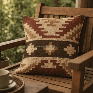 Geometric Pattern Woven <b>Throw</b> Pillow Square Washable Cotton Kilim 50x50 Decorative KilimCushion <b>Cover</b> Wholesale - Product Image 6