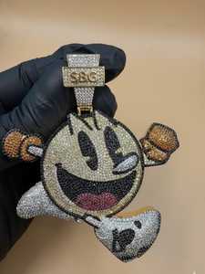 Colgante Personalizado de Personaje de Dibujos Animados con Moissanita VVS, Plata de Ley 925, Colgante Brillante para Hombre, Colgante con Piedras de Colores - Product Image 3