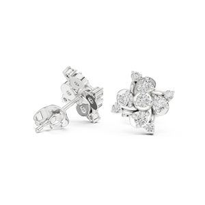 Pendientes de Oro Blanco de 14K con Diamantes Cultivados en Laboratorio, Redondos, para Uso Diario, para Mujer |   Diamante Cultivado Nuevo - Product Image 5