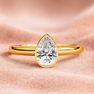 Bague de fiançailles Halo en or 14 carats 0.60 ct poire originale, bague diamant Moissanite, serti de broches, bijoux vintage pour femmes - Product Image 3