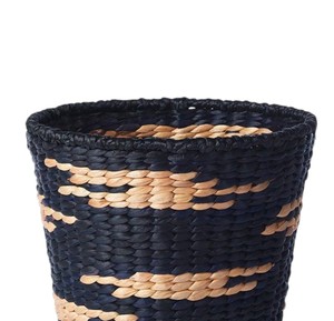 Oval Water Hyacinth Basket with Black Woven Pattern Decorative <b>Storage</b> Basket for Blanket <b>Cushion</b> Laundry <b>Storage</b> - Product Image 3