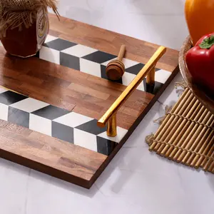 Plateau décoratif en bois de luxe moderne, élégant, durable et écologique, idéal pour la maison, la cuisine et la table basse - Product Image 3