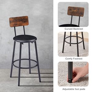Set di sgabelli da bar imbottiti in stile rustico marrone con ripiano 23,62 x 23,62 x 35,43 pollici - Product Image 3