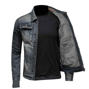 Chaqueta Vaquera Azul para Hombre, Diseño Nuevo, 100% Algodón, Transpirable, de Secado Rápido, Estilo Cowboy, Holgada, con Bolsillos y Botones, para Otoño e Invierno - Product Image 3