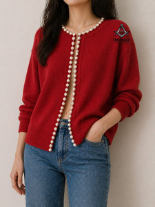 เสื้อคาร์ดิแกนอะคริลิกปักลาย HMR Delta Sigma Sorority สำหรับผู้หญิง |   เสื้อคาร์ดิแกนอะคริลิกปักลายสำหรับสุภาพสตรีสไตล์กรีกของชมรมนักศึกษาหญิง - Product Image 4