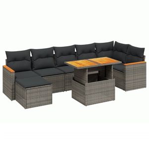 Ensemble de salon de jardin gris foncé et gris, 6 places, en rotin, design contemporain - Product Image 4