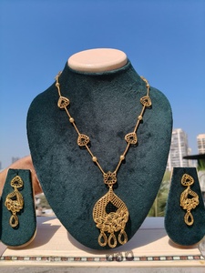 Brass 18K Gold Plated Women's Turkish Long Haram Necklace <b>Set</b> Bridal Traditional Wedding Engagement Anniversary Party Trendy - Product Image 2