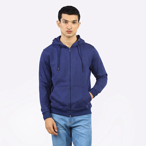 Sweat-shirt unisexe décontracté en molleton 100 % coton avec logo personnalisé, fermeture éclair, poches respirantes et col à capuche thermique pour homme - Product Image 2