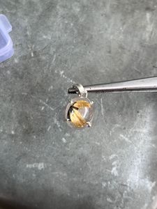 Natural Golden Rutile Quartz 925 <b>Silver</b> <b>Charm</b> Pendant for Anniversary-Original Style Unisex - Product Image 1