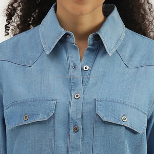 Nardon Apparel, superventas, Camisa vaquera corta Vintage para mujer, camisas informales de manga de nuevo estilo de verano para mujer, venta al por mayor - Product Image 5