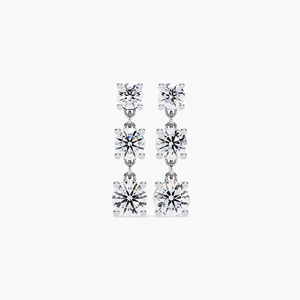 Boucles d'oreilles pendantes de luxe en or jaune, blanc et rose 14 carats avec trois diamants de laboratoire ronds pour femme - Idéales pour les fêtes et comme cadeau - Product Image 6