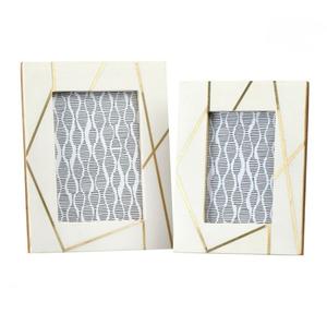 Creative Design Resin Photo <b>Frame</b> With Metal Stripes Inlay Design Multi Size Wall <b>Gallery</b> Hanging Wall Tabletop Photo <b>Frame</b> - Product Image 1