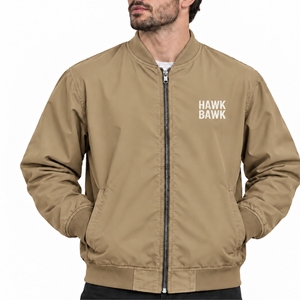 Men's Bomber <b>Jacket</b> For Men <b>With</b> Full Front <b>Zipper</b> Ribbed Collar Cuffs Hem Side <b>Pockets</b> And Modern Casual Outerwear Design - Product Image 1