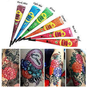Multi Color Henna Cone Pack of 12 Pieces II 6 Color Per Box II 2 pcs per color - Product Image 1