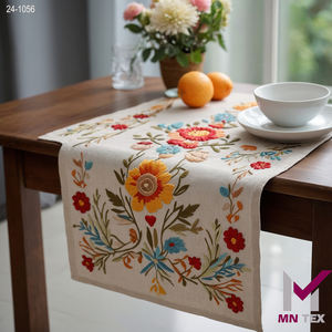 Camino de mesa de algodón tejido liso de primera calidad con diseño impreso granja comedor rústico bodas decoración festiva para restaurantes - Product Image 6