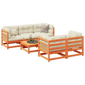 Set Divano da Giardino Modulare in Legno di Pino Massiccio Marrone Cerato per Esterni - Product Image 1