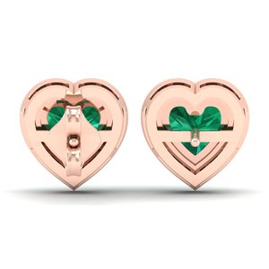 REYES New Arrival 14K Solid Gold IGI Certified Diamond Screw <b>Back</b> Stud <b>Earrings</b> Heart Shape 1.5 Carat Emerald Gemstone Jewelry - Product Image 4