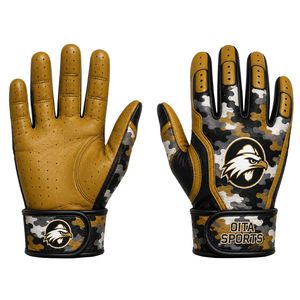 Gray & Gold American Football Receiver Gloves with Premium Sticky Grip Palm for Football Training and <b>Games</b> - Product Image 1