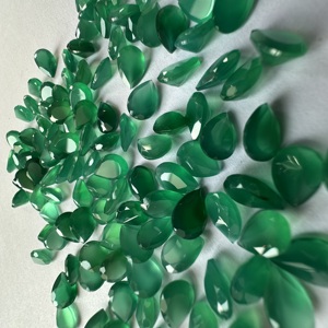 TFH GREEN ONYX จำนวน 125 ชิ้น และ 200 กะรัต รูปทรงลูกแพร์ 7x10 มม. ขัดเงาด้วยมือ สำหรับทำเครื่องประดับ หินกึ่งมีค่าสีเขียว หินเจียระไน - Product Image 6