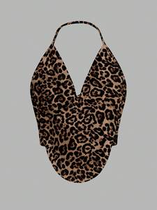 Top de tirantes finos con estampado de guepardo a la moda para mujer, estilo sexy sin mangas, ideal para primavera y verano, personalizable para discoteca. - Product Image 2