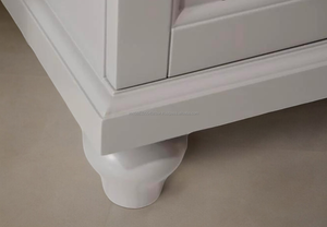 Meuble-lavabo de salle de bain en bois massif et contreplaqué, style ferme, à poser au sol, largeur 24 pouces, tiroirs à fermeture douce, durable - Product Image 6