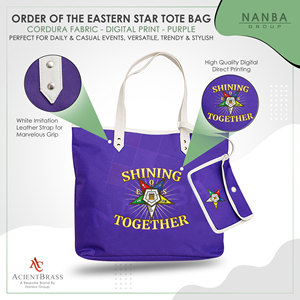 กระเป๋าโท้ทแบบใช้ซ้ำได้สีม่วง OES Shining Together Order of the Eastern Star Journal Masonic lodge Eastern Star - Product Image 4