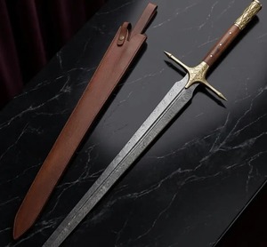 Espada Corta Hecha a Mano de Acero de Damasco, Estilo Vikingo Medieval, Full Tang con Funda, Mini Espada, Espada Vikinga - Product Image 6