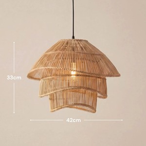 Top Selling Premium Wholesale Handcrafted Natural Rattan Pendant <b>Light</b> Tiered Layered Hanging Lamp Home Decor - Product Image 6