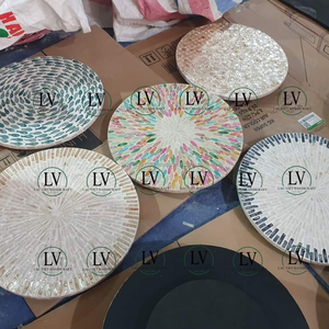 Bandeja de almacenamiento redonda de madreperla Lazy Susan moderna de 16 pulgadas, bandeja giratoria para mesa de cocina hecha en Vietnam - Product Image 6