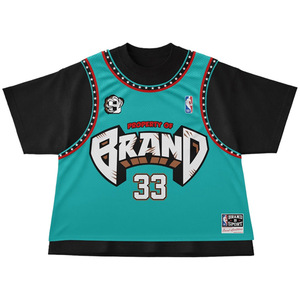 Brand Sport <b>Men's</b> Regular Fit Teal Basketball Jersey Short Sleeve Printed Street Style <b>Turtleneck</b> 33 100% Cotton Anti-Wrinkle - Product Image 1